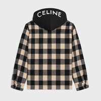 格子羊毛連帽外套式襯衫 - 米色 -  - 2 | CELINE