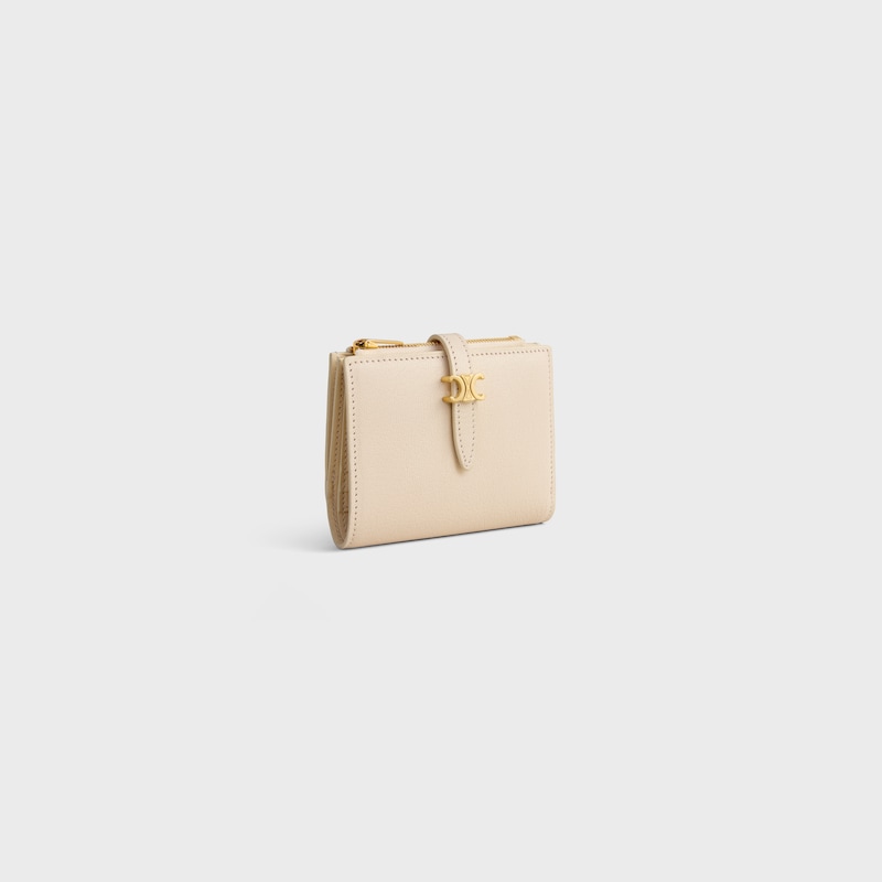 TRIOMPHE PONTET羊皮革短款錢包 - 奶白色 - 新品 - 1 | CELINE