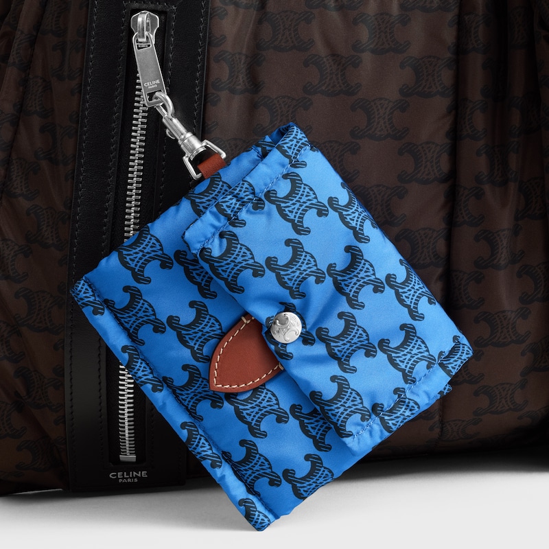 KEYRING CARD HOLDER CELINE PADDED  IN NYLON AND CALFSKIN - ULTRA BLUE / BLACK - CHARMS - 1 | CELINE