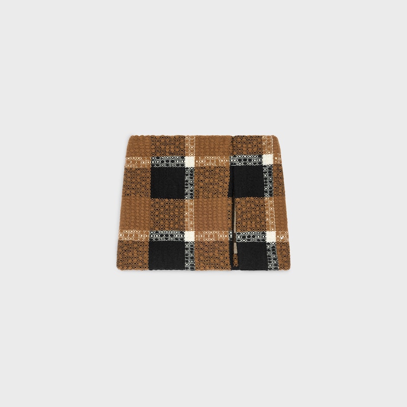 mini skirt IN tartan mohair jacquard - WHITE/BLACK/CAMEL -  - 1 | CELINE