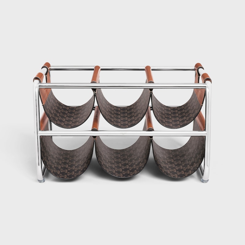 Wine rack in Triomphe Canvas and steel - TAN - ESSENTIAL GIFTS - 1 | CELINE