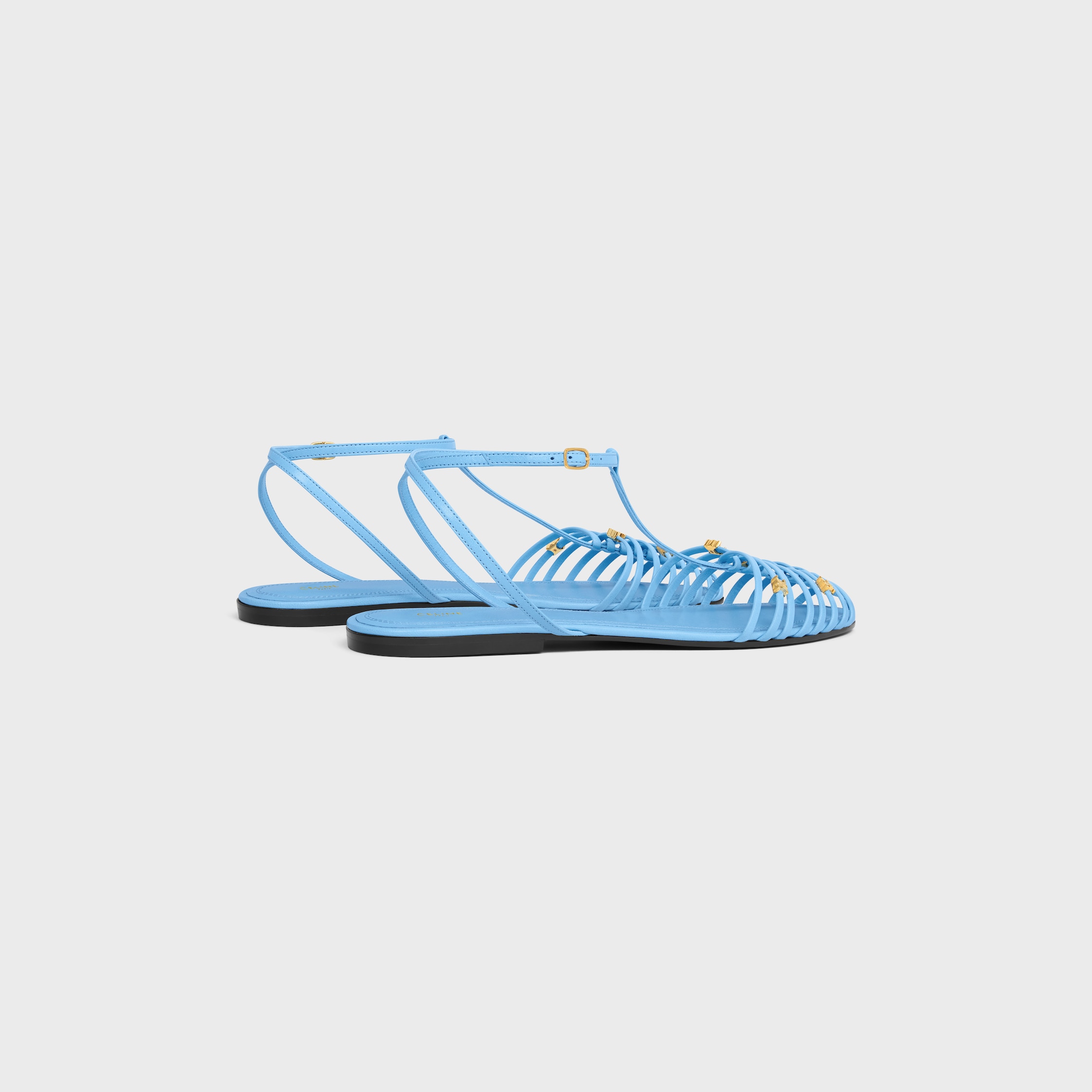 CAGE FLAT SANDAL IN GOATSKIN - SKY BLUE | CELINE