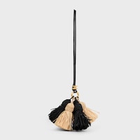 MULTI POMPON CHARM IN RAFFIA AND SMOOTH LAMBSKIN - NATURAL / BLACK - BAG CHARMS - 2 | CELINE