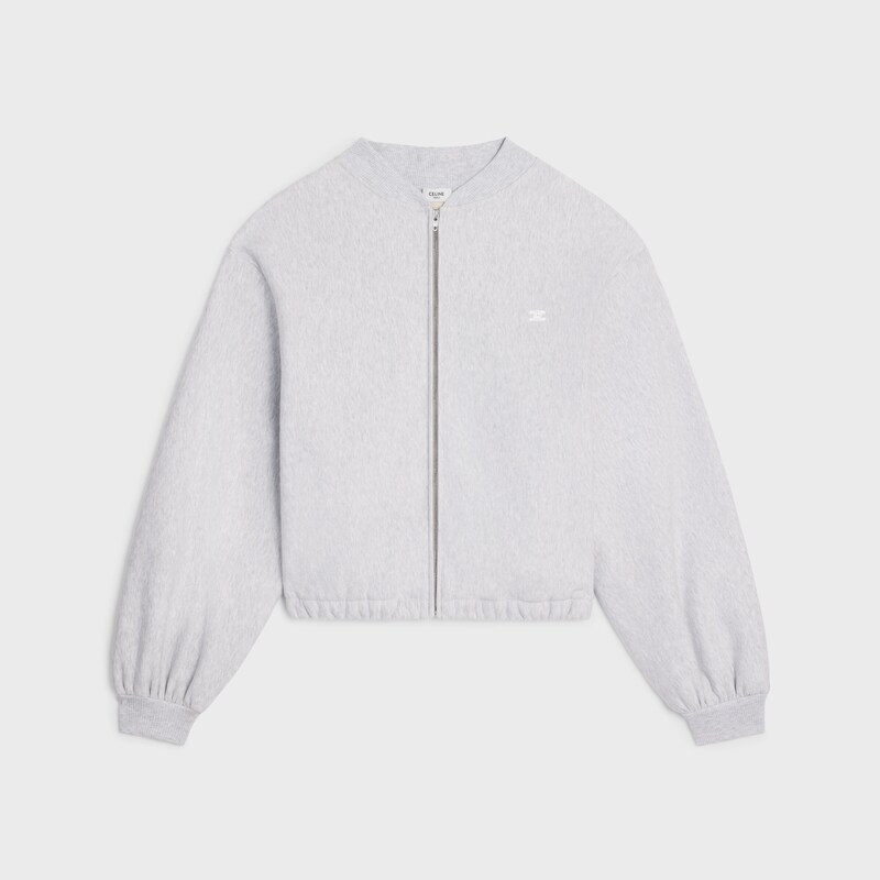 teddy jacket IN cotton fleece - PALE GREY/ OFF WHITE -  - 1 | CELINE