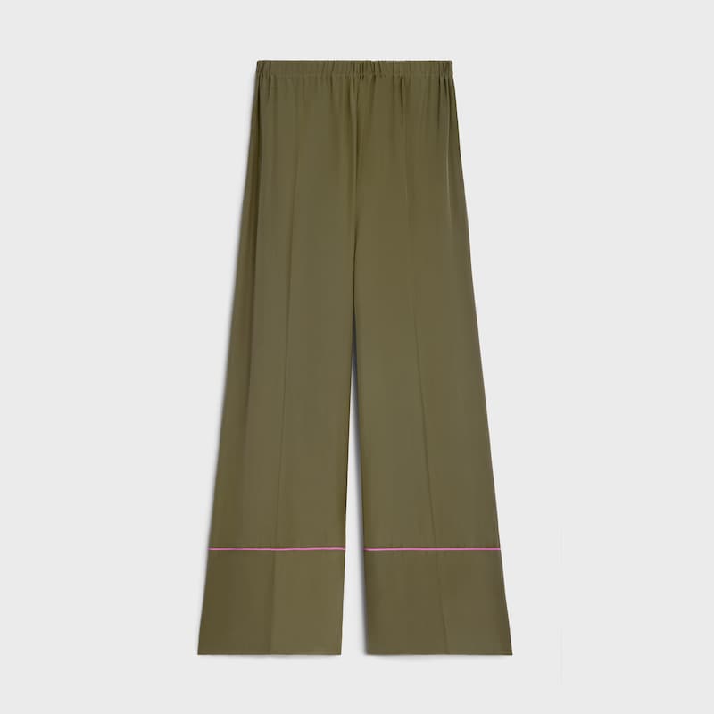 pyjama trousers IN silk satin - KAKI MILITAIRE -  - 1 | CELINE