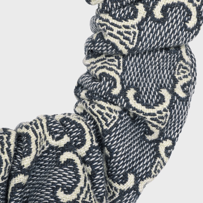 CELINE TRIOMPHE提花发圈 - 海军蓝/淡褐色/金色 - 髮飾 - 1 | CELINE