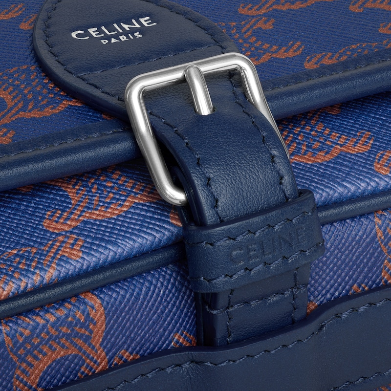 MESSENGER FOLCO PEQUEÑO DE LONA TRIOMPHE Y PIEL DE BECERRO - AZUL MARINO INTENSO - BOLSOS EN BANDOLERA - 1 | CELINE