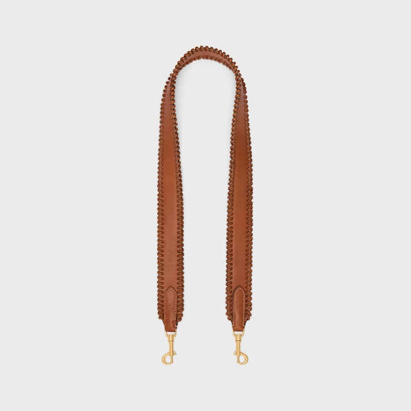 BRAIDED STRAP in NATURAL CALFSKIN with Gold Finishing - TAN - CHARMS AND ACCESSORIES - 1 | CELINE