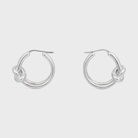 Knot Double Hoops in Brass with Rhodium Finish - SILVER - GIFT FINDER - 1 | CELINE