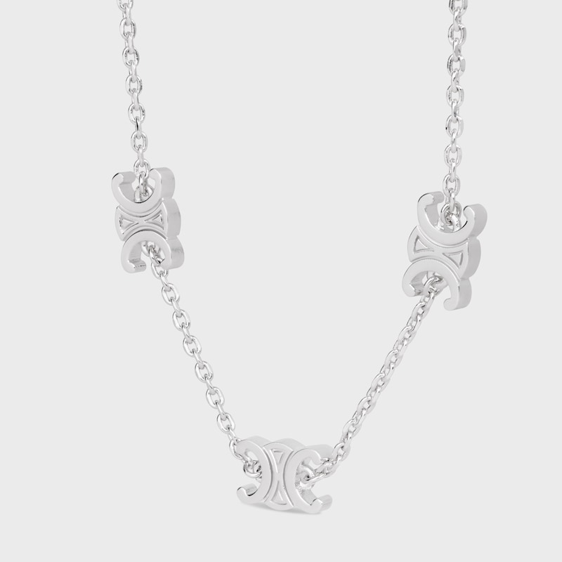 Triomphe Mini Triomphe Bracelet in Brass with Rhodium Finish - SILVER -  - 1 | CELINE