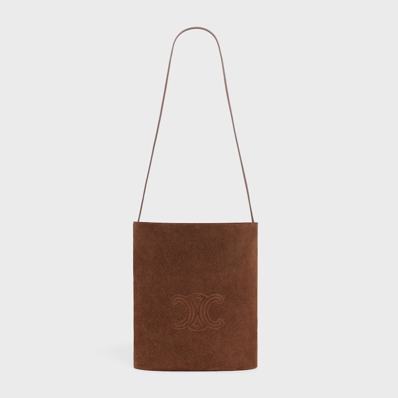 BUCKET IN SUEDE CALFSKIN WITH TRIOMPHE EMBOSSED - BROWN - CROSS-BODY BAGS - 1 | CELINE