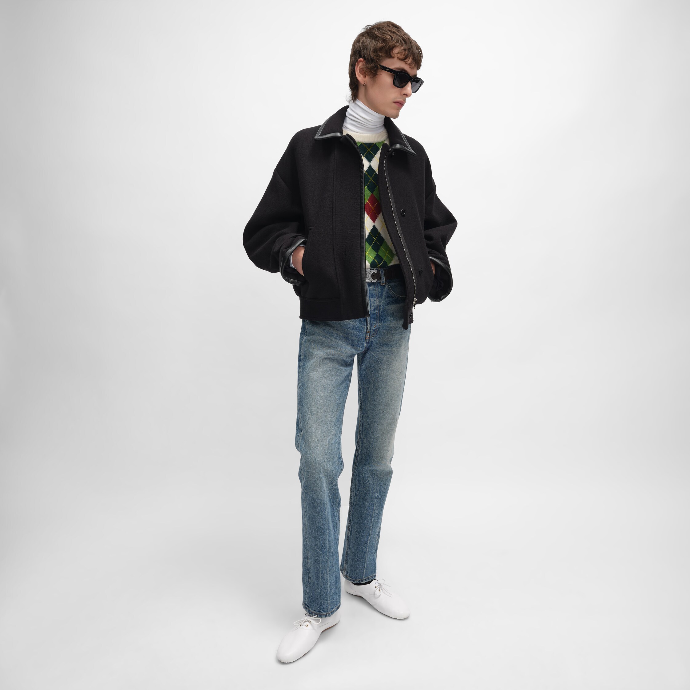 JACKET IN DOUBLE-FACE WOOL FELT - BLACK | CELINE