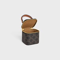 Triomphe帆布及小牛皮迷你型化妝袋 - 黃褐色 - TRIOMPHE CANVAS標誌印花 - 1 | CELINE