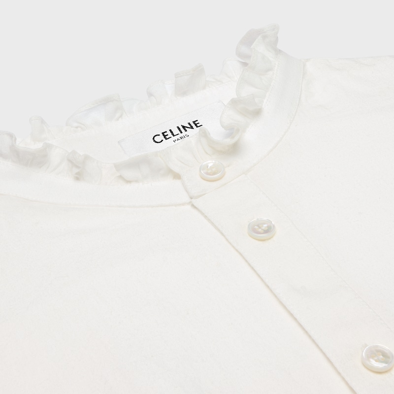 embroidered shirt IN linen cotton cloth - IVORY -  - 1 | CELINE