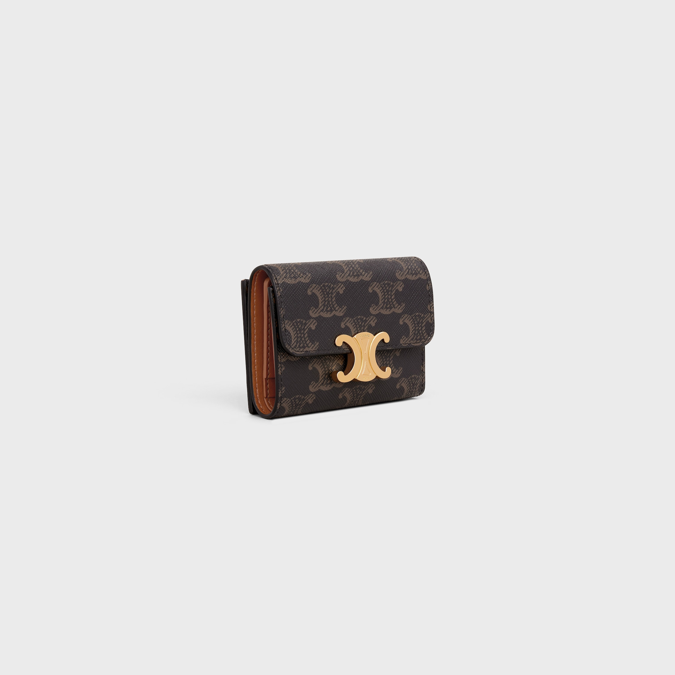 COMPACT WALLET WITH COIN TRIOMPHE IN triomphe canvas - TAN