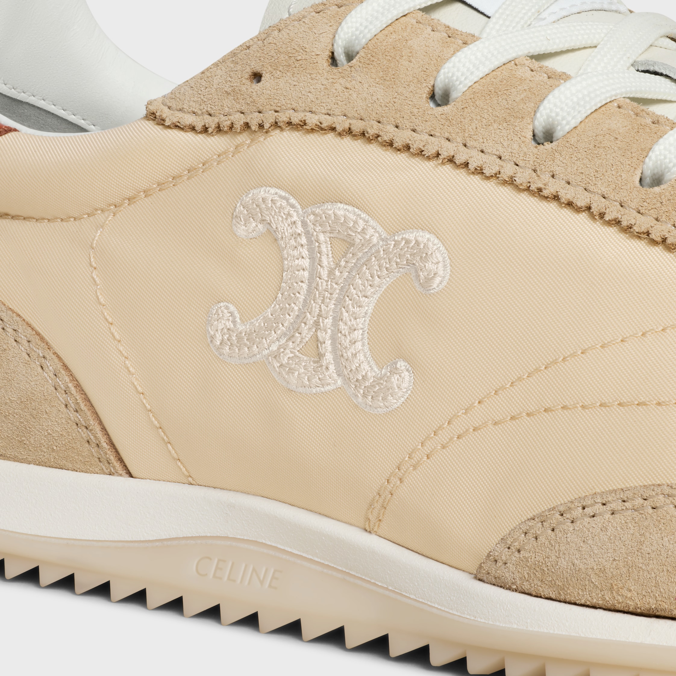 レア　CELINE ベージュ スエード スニーカー　38 RACER SNEAKER IN NYLON, SUEDE CALFSKIN AND CALFSKIN - Beige