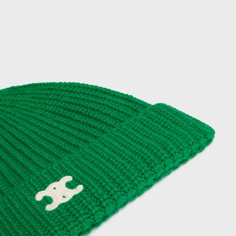 triomphe beanie IN Scottish Cashmere - GREEN -  - 1 | CELINE