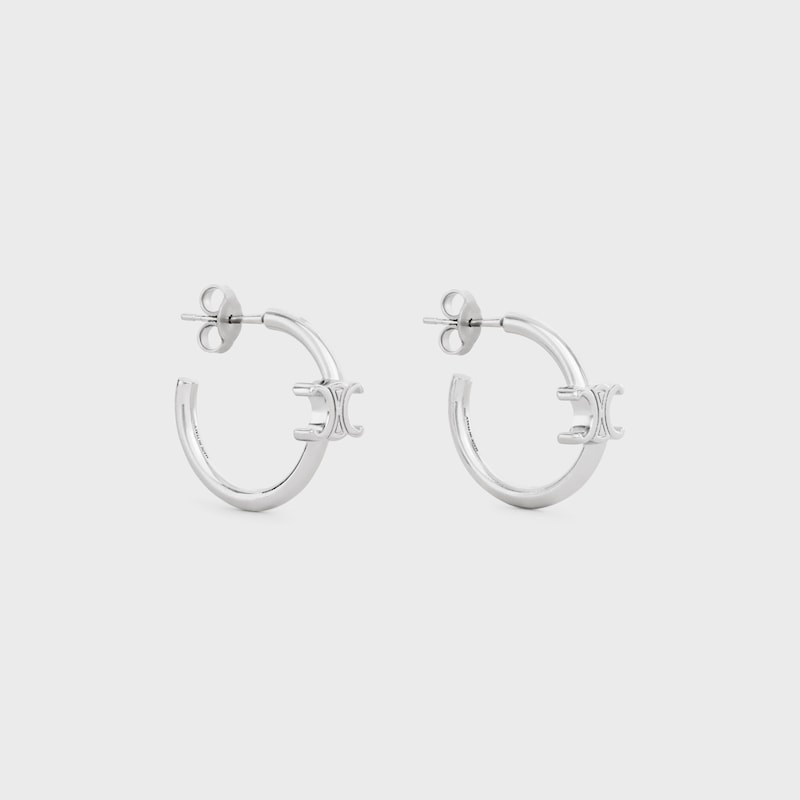 Cr&eacute;oles Triomphe Asym&eacute;trique en Laiton Rhodi&eacute; - ARGENT - BOUCLES D'OREILLES - 1 | CELINE