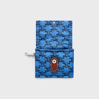 KEYRING CARD HOLDER CELINE PADDED  IN NYLON AND CALFSKIN - ULTRA BLUE / BLACK - NEW - 2 | CELINE