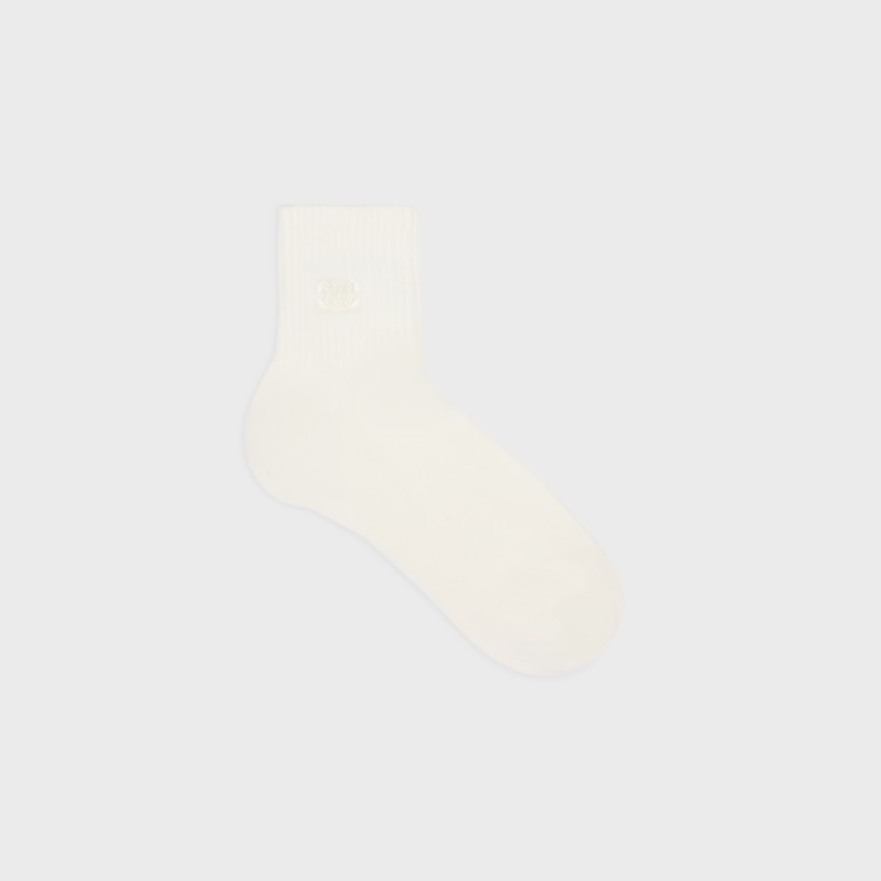 triomphe socks in ribbed cotton - ECRU/ECRU -  - 1 | CELINE