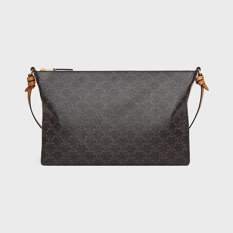 duo zipped bag IN Triomphe Canvas and NATURAL calfskin - HONEY - TOP-HANDLE BAGS - 1 | CELINE