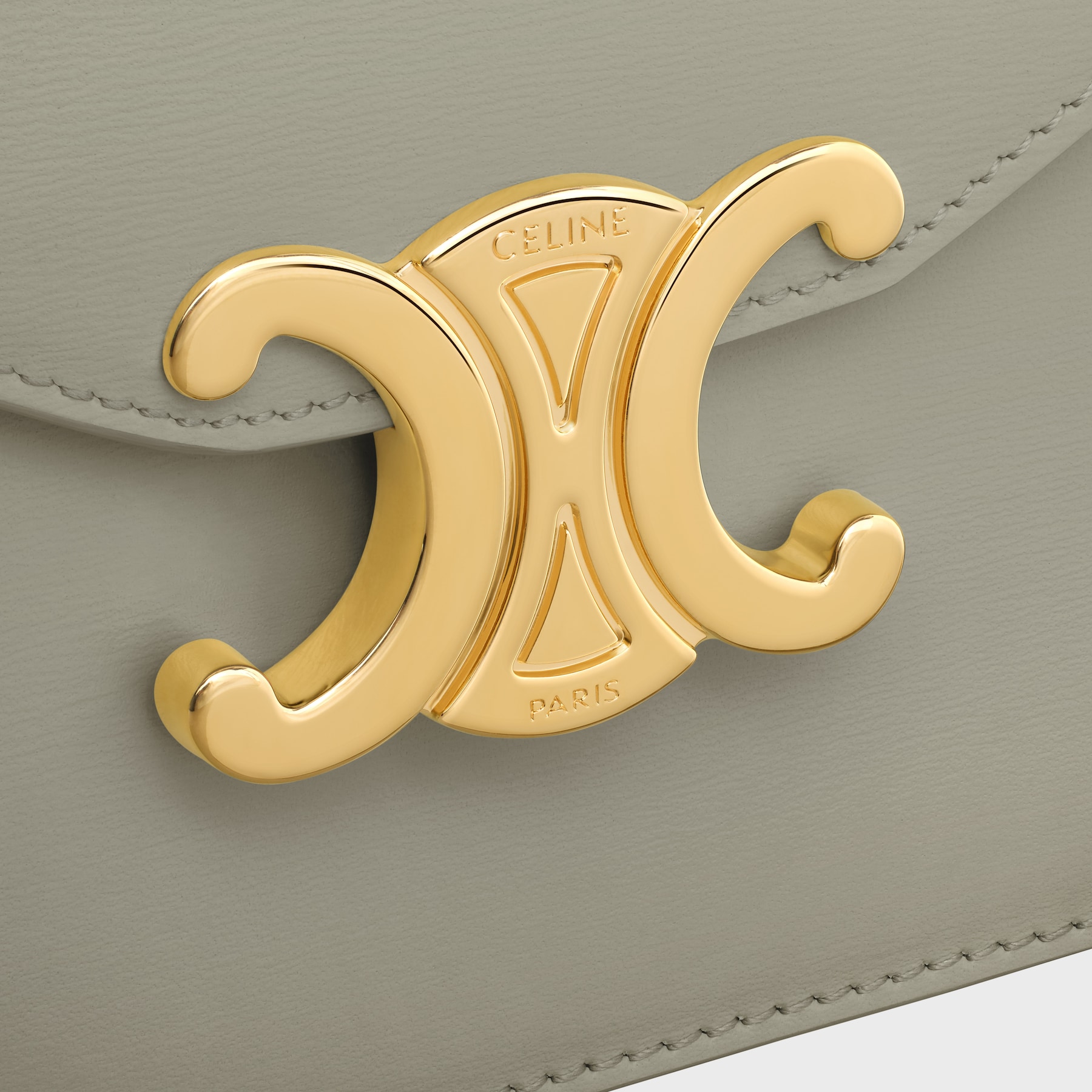 WALLET ON CHAIN MARGO in Shiny calfskin - GREEN CLAY | CELINE
