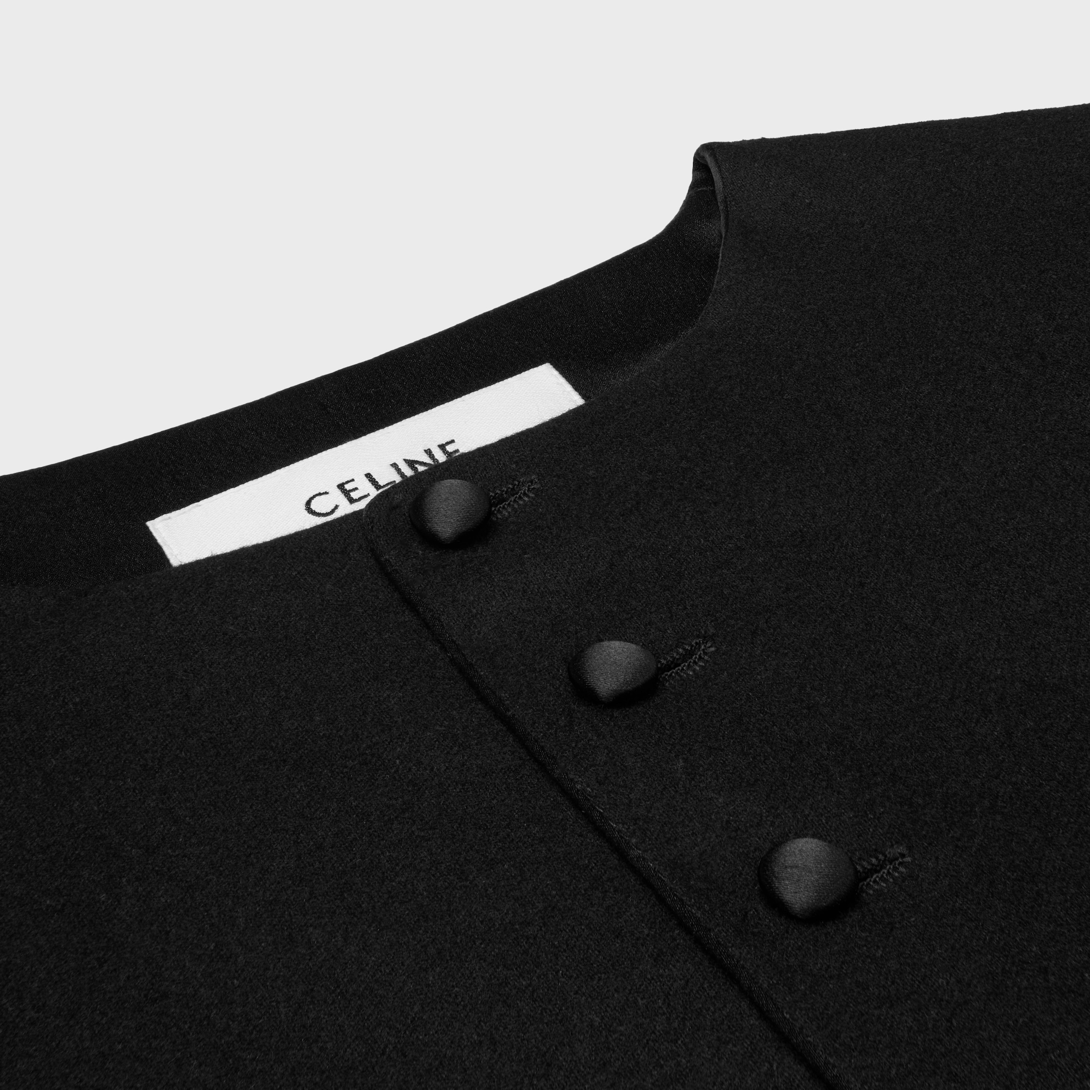 cardigan jacket IN CASHMERE FLANNEL - BLACK | CELINE