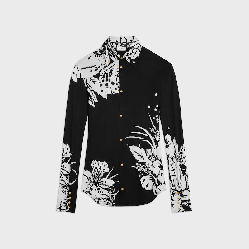 shirt IN JERSEY SOIE - NOIR/CRAIE -  - 1 | CELINE