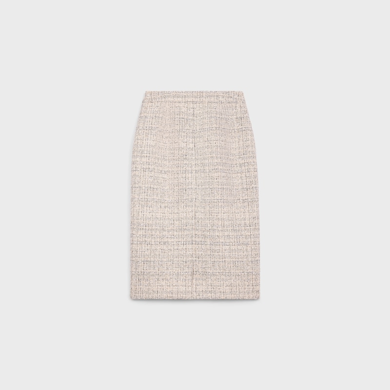 pencil skirt in cotton natt&eacute; - IVOIRE/NOIR -  - 1 | CELINE