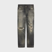 破損黑色洗水牛仔布Wesley牛仔褲 - 黝黑色PARADISO破損色 -  - 1 | CELINE