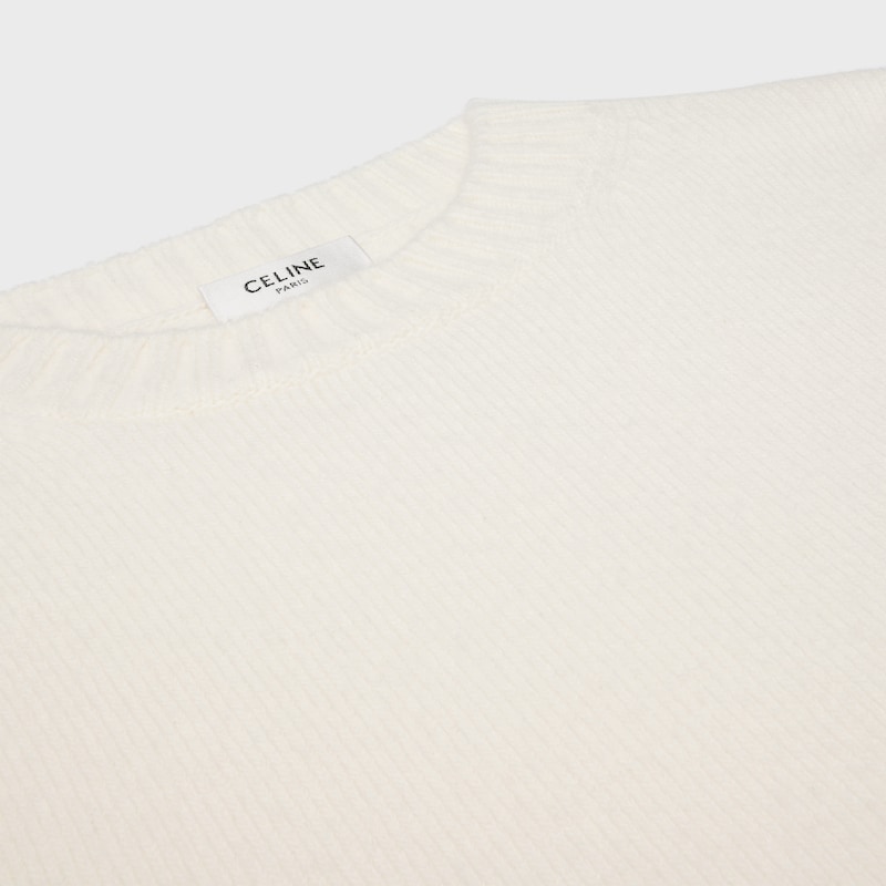 crewneck sweater IN wool and cashmere - WHITE -  - 1 | CELINE