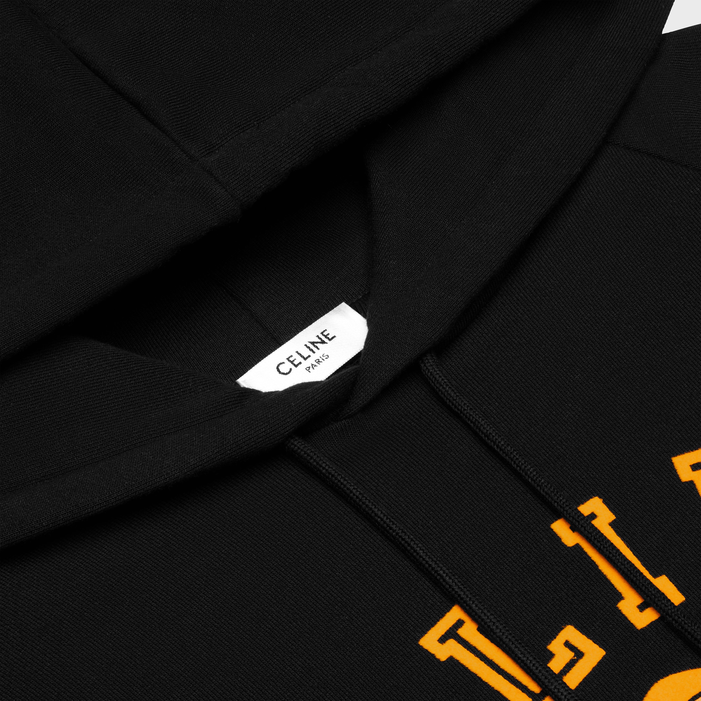【CELINE】BLASON ルーズフーディー★ブラック イエロー★XS blason loose hoodie in cotton fleece - NOIR/JAUNE | CELINE