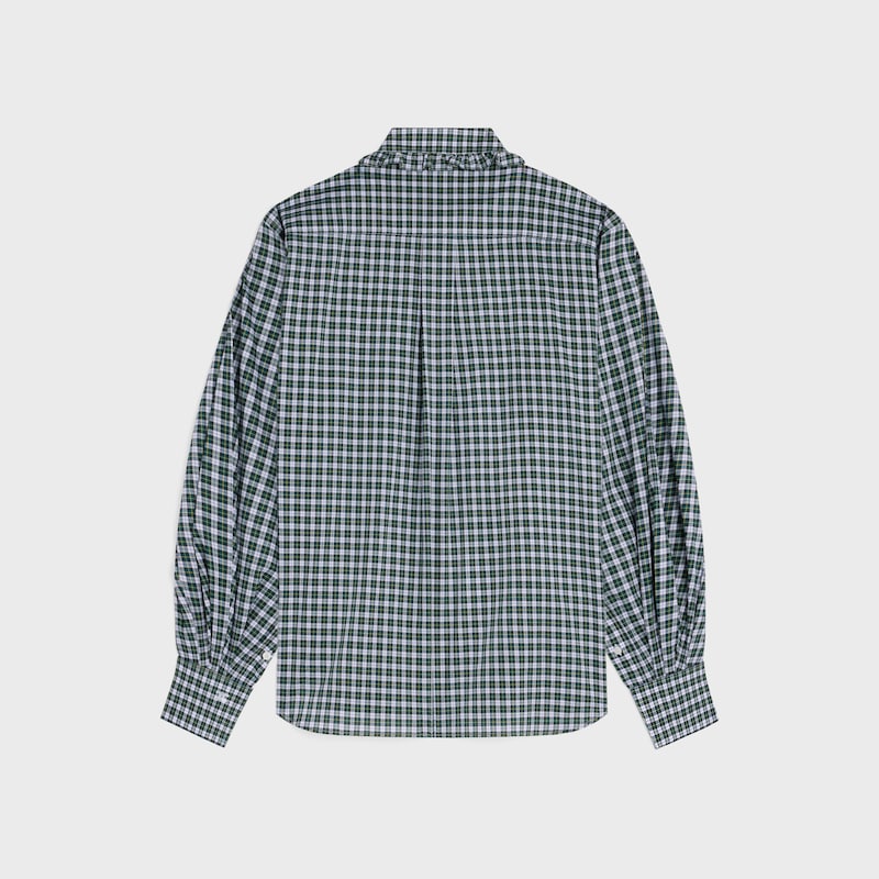 shirt IN tartan cotton cloth - BLANC/VERT/JAUNE -  - 1 | CELINE