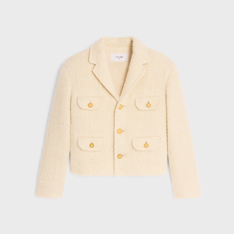 Giacca stile cacciatore in lana e mohair natté - VANIGLIA -  - 1 | CELINE
