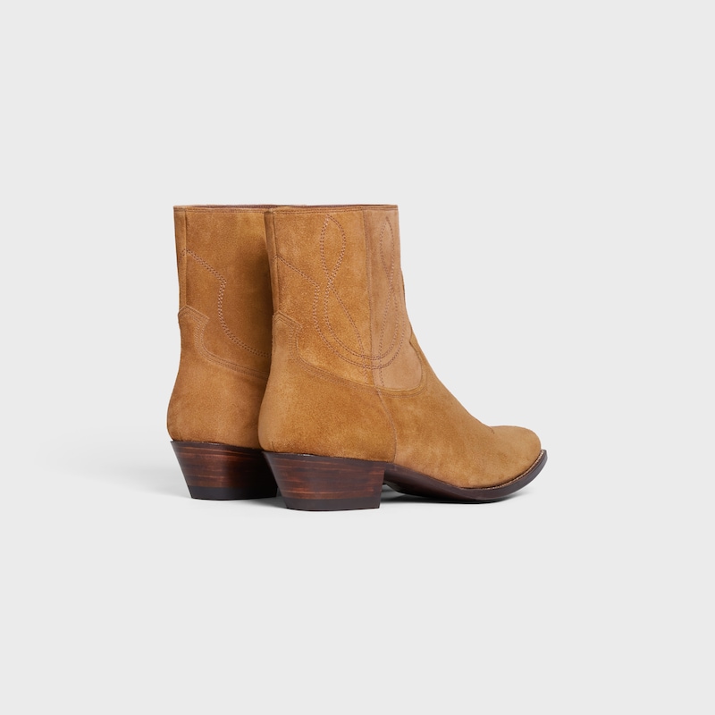 CELINE WESTERN ZIPPED BOOTS in Suede Calfskin - HAVANA -  - 1 | CELINE