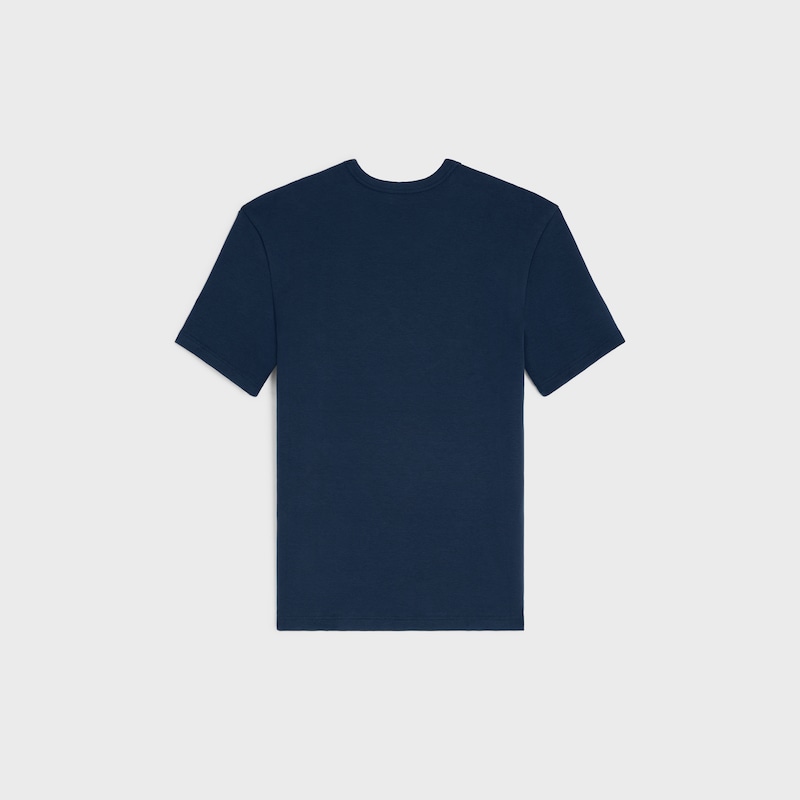 triomphe t-shirt IN ribbed cotton jersey - NAVY/OFF WHITE -  - 1 | CELINE