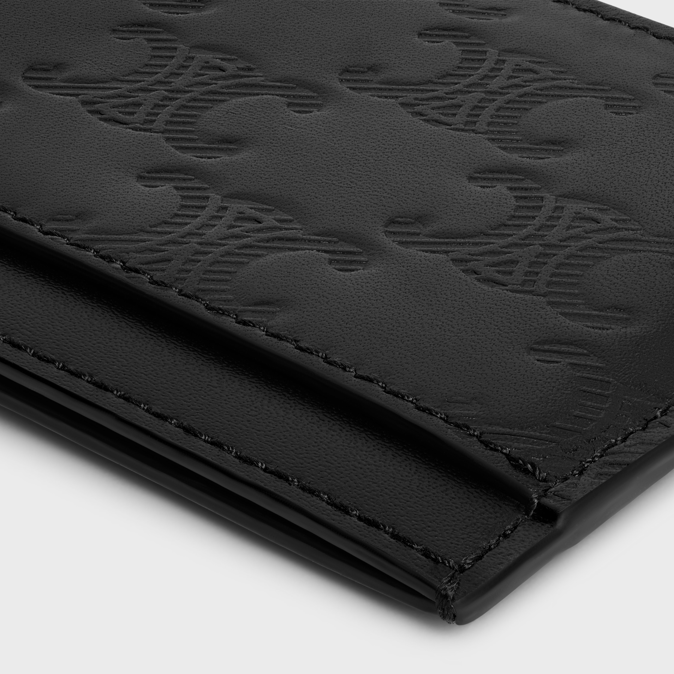 ☆☆CELINE☆☆ Celine Triomphe Embossed Satin Calfskin Card LARGE CARD HOLDER in Satinated calfskin with triomphe