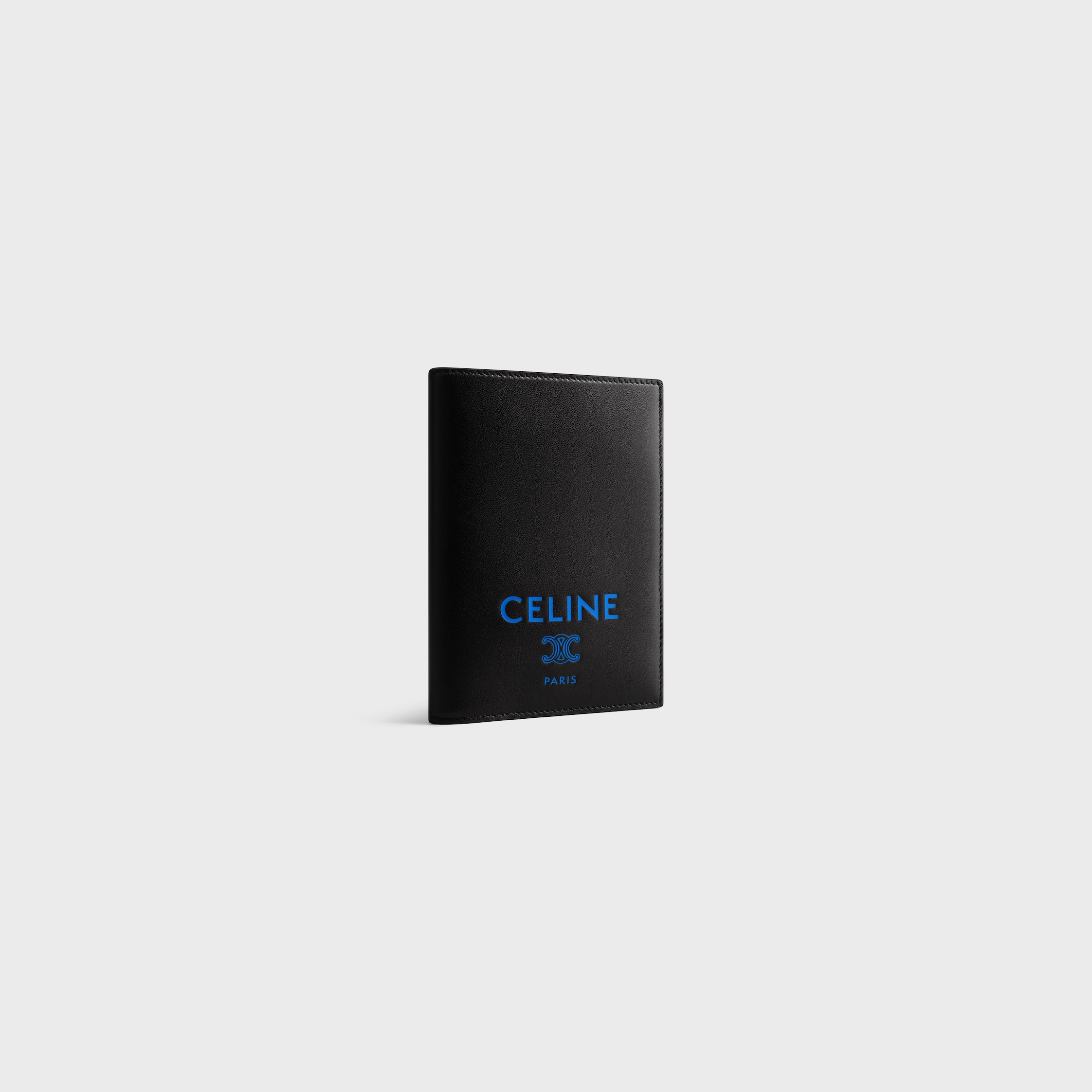 PASSPORT COVER TAKEAWAY IN SMOOTH LAMBSKIN - BLACK / ULTRA BLUE