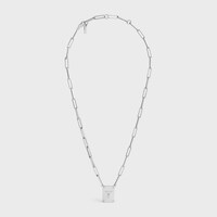TRIOMPHE TAG NECKLACE IN BRASS WITH RHODIUM FINISH - SILVER - GIFTS FOR HIM - 1 | CELINE
