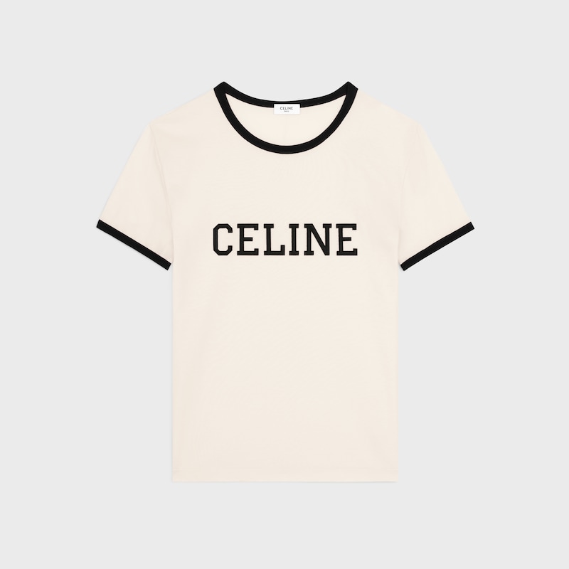 T-shirt regular Celine in jersey di cotone - Bianco sporco/Nero -  - 1 | CELINE