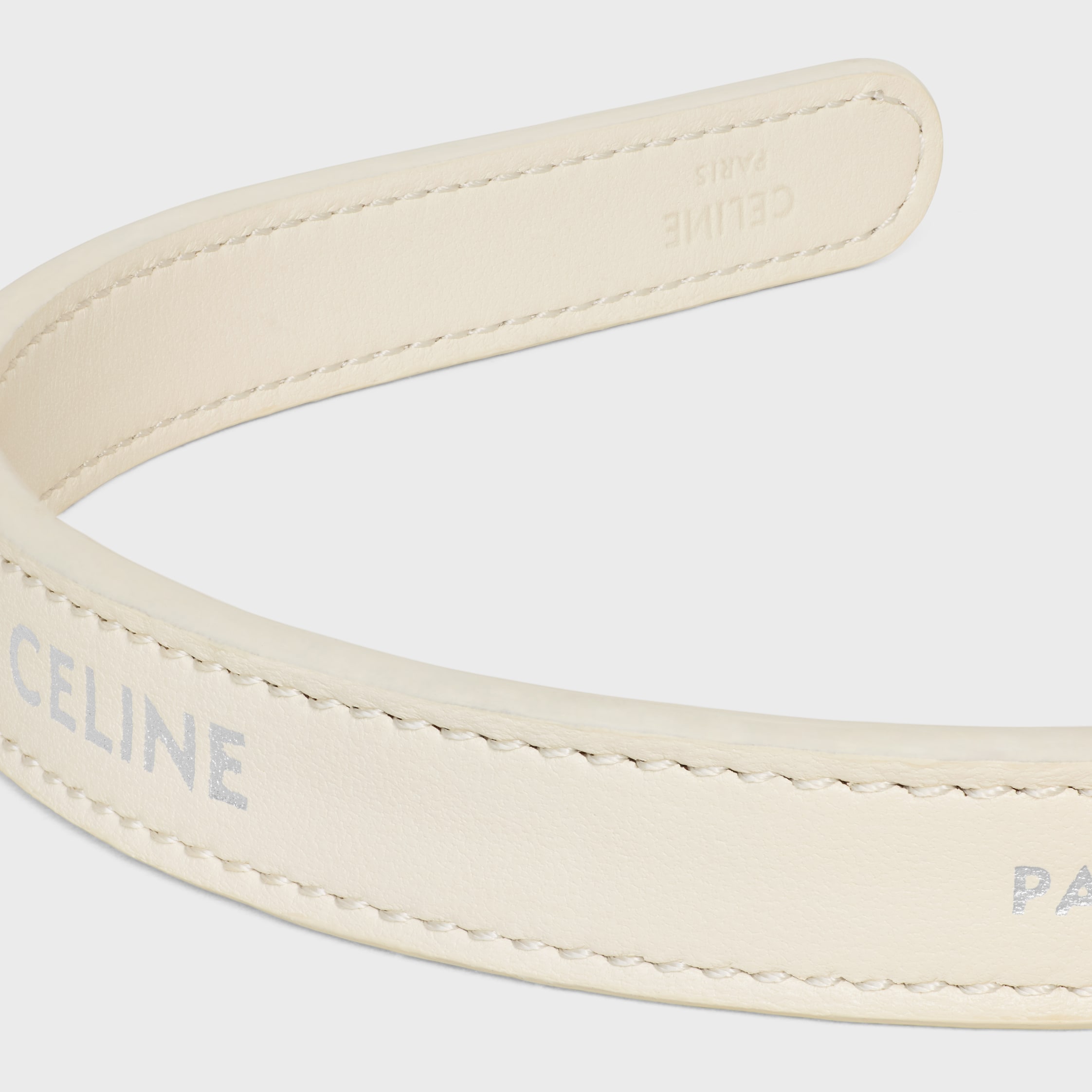 CELINE PARIS THIN HEADBAND IN CALFSKIN - SILVER / WHITE | CELINE