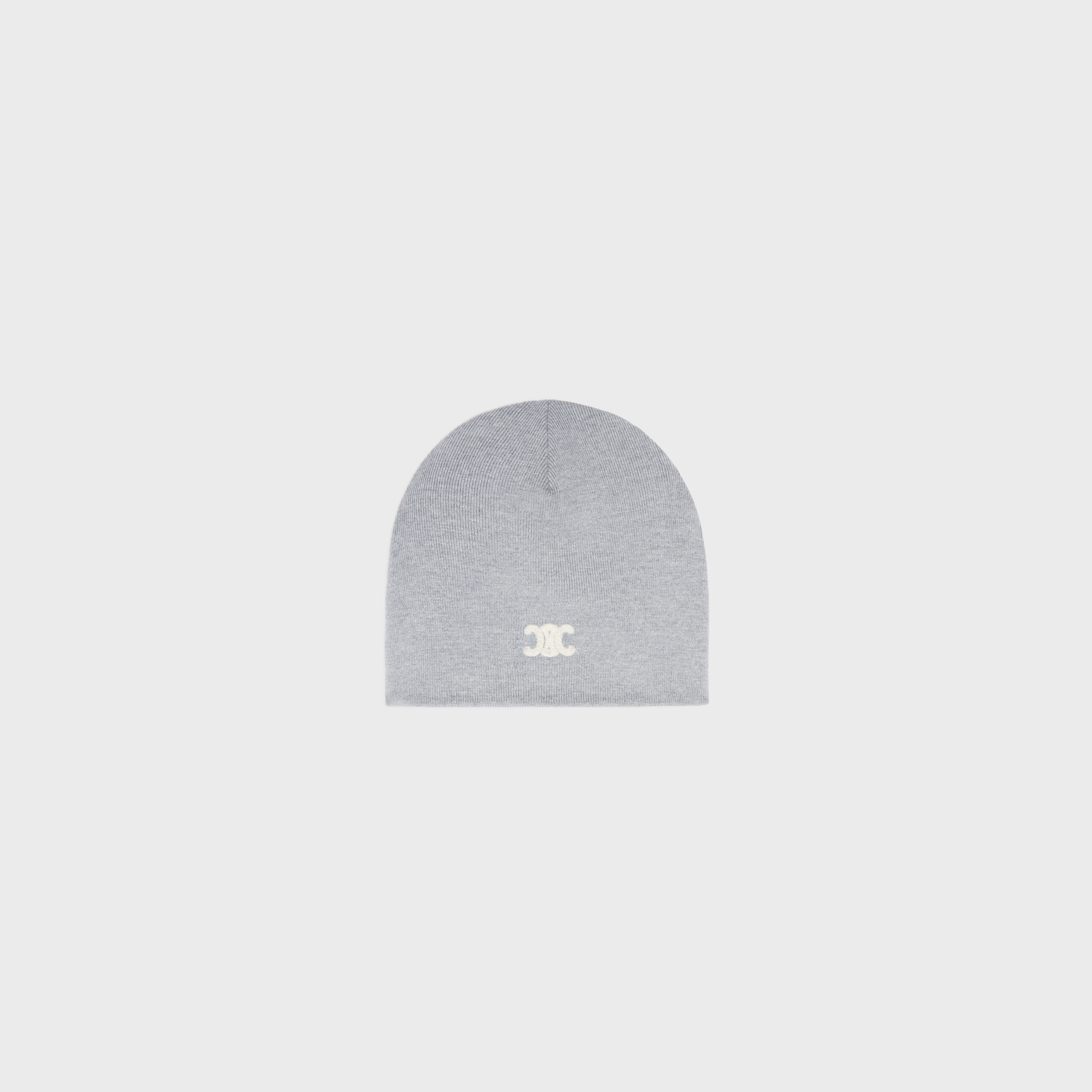 CELINE グレー ニットビニー triomphe beanie IN WOOL - LIGHT GREY | CELINE