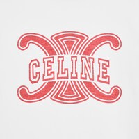棉质平纹针织70年代风格T恤 - 米白色/樱桃红 -  - 1 | CELINE