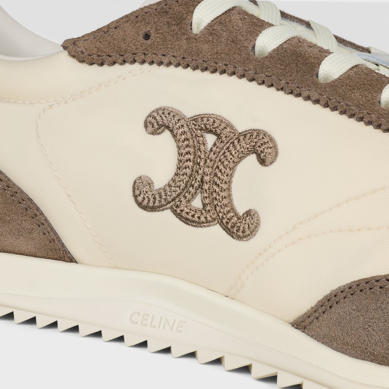 RACER SNEAKER AUS NYLON, KALBSWILDLEDER UND KALBSLEDER - OPTISCHES WEISS / BRAUN -  - 1 | CELINE
