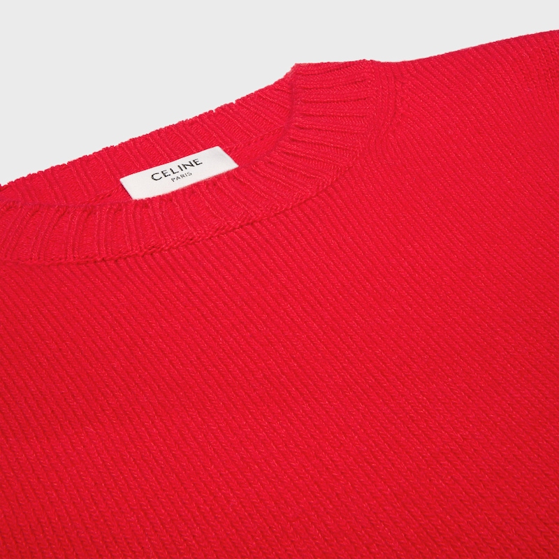 crewneck sweater IN wool and cashmere - BRIGHT RED -  - 1 | CELINE