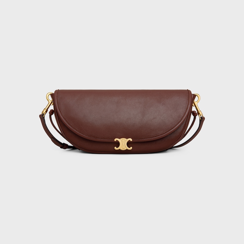 HALFMOON PEQUE&Ntilde;O SOFT TRIOMPHE DE PIEL DE CORDERO BRILLANTE Y FLEXIBLE - MARR&Oacute;N OSCURO - BOLSOS EN BANDOLERA - 1 | CELINE