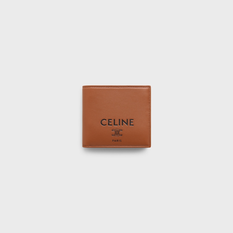 Bi-fold Wallet IN SMOOTH LAMBSKIN - TAN / BLACK - WALLETS - 1 | CELINE