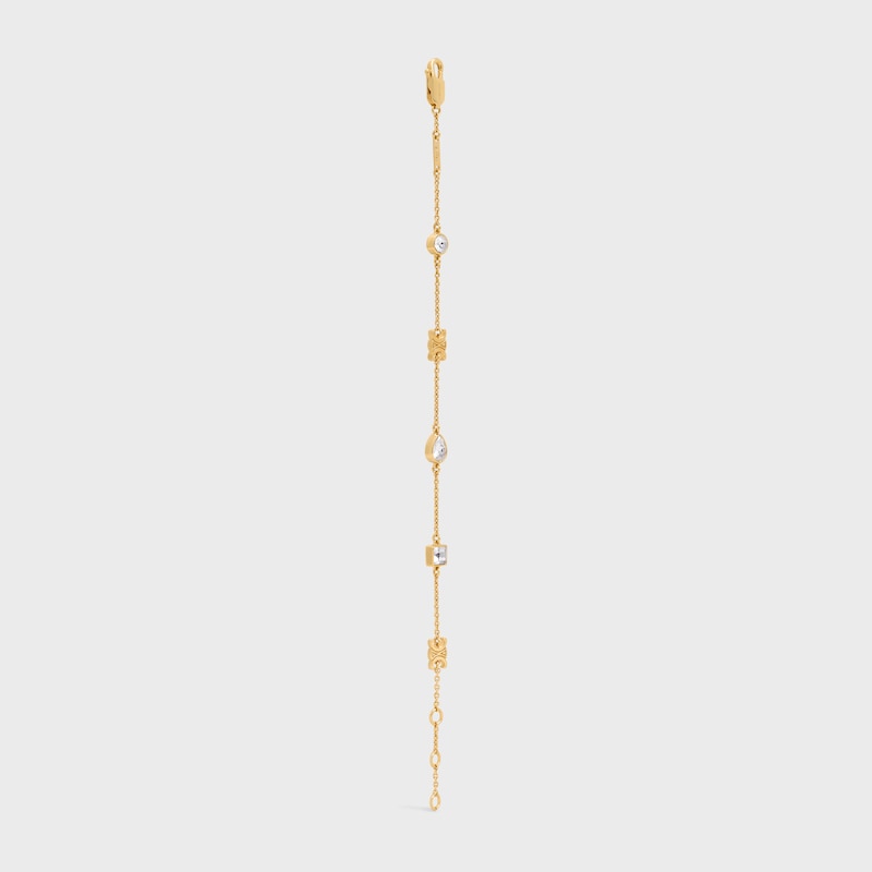 Triomphe Twinkle Bracelet in Strass and Brass with Gold Finish - GOLD - BRACELETS - 1 | CELINE