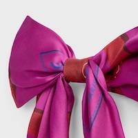 Celine Big Ribbon Hair Clip in Silk and Steel - FUSHIA / RED - HAIR ACCESSORIES - 2 | CELINE