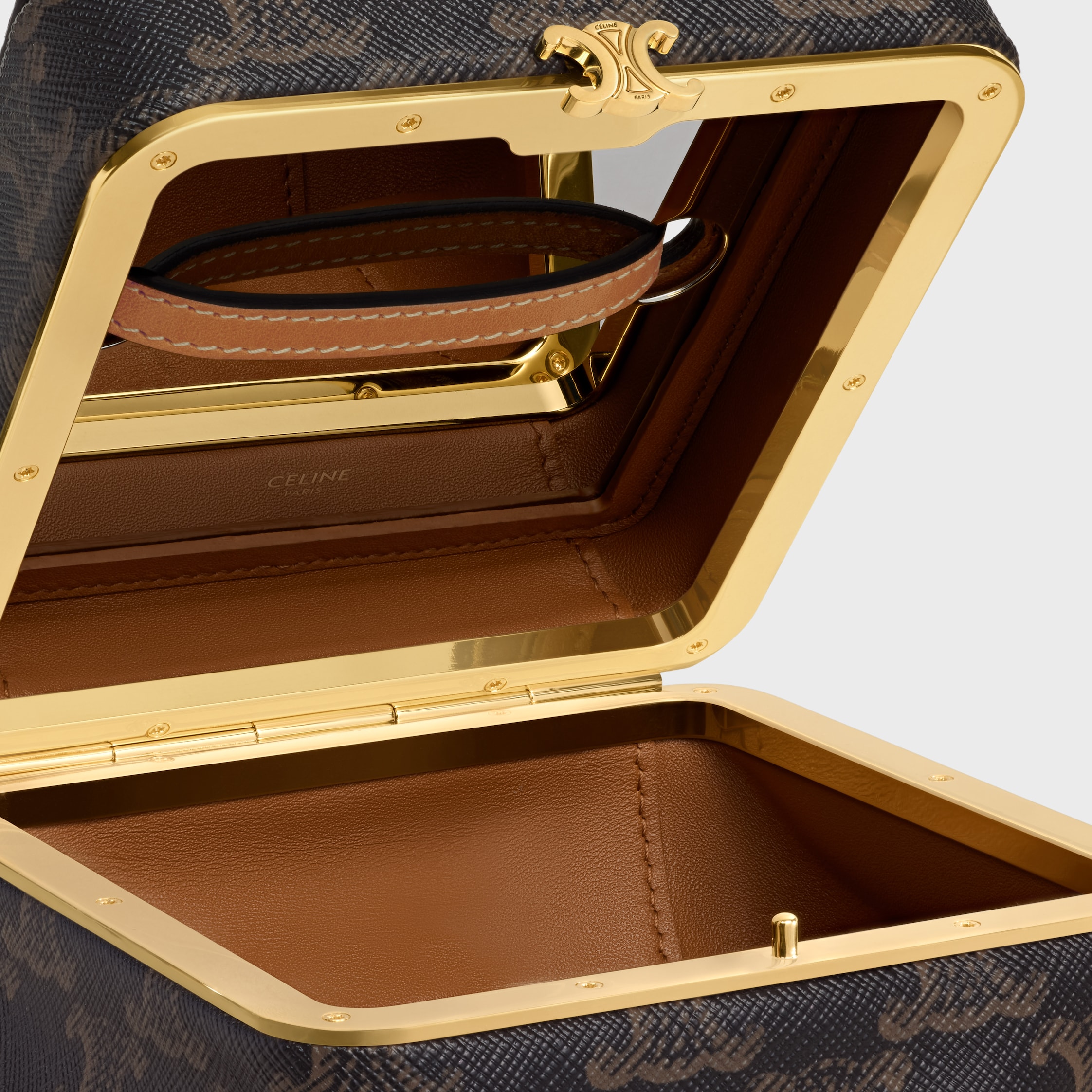 CUBE IN TRIOMPHE CANVAS AND NATURAL CALFSKIN - HONEY | CELINE